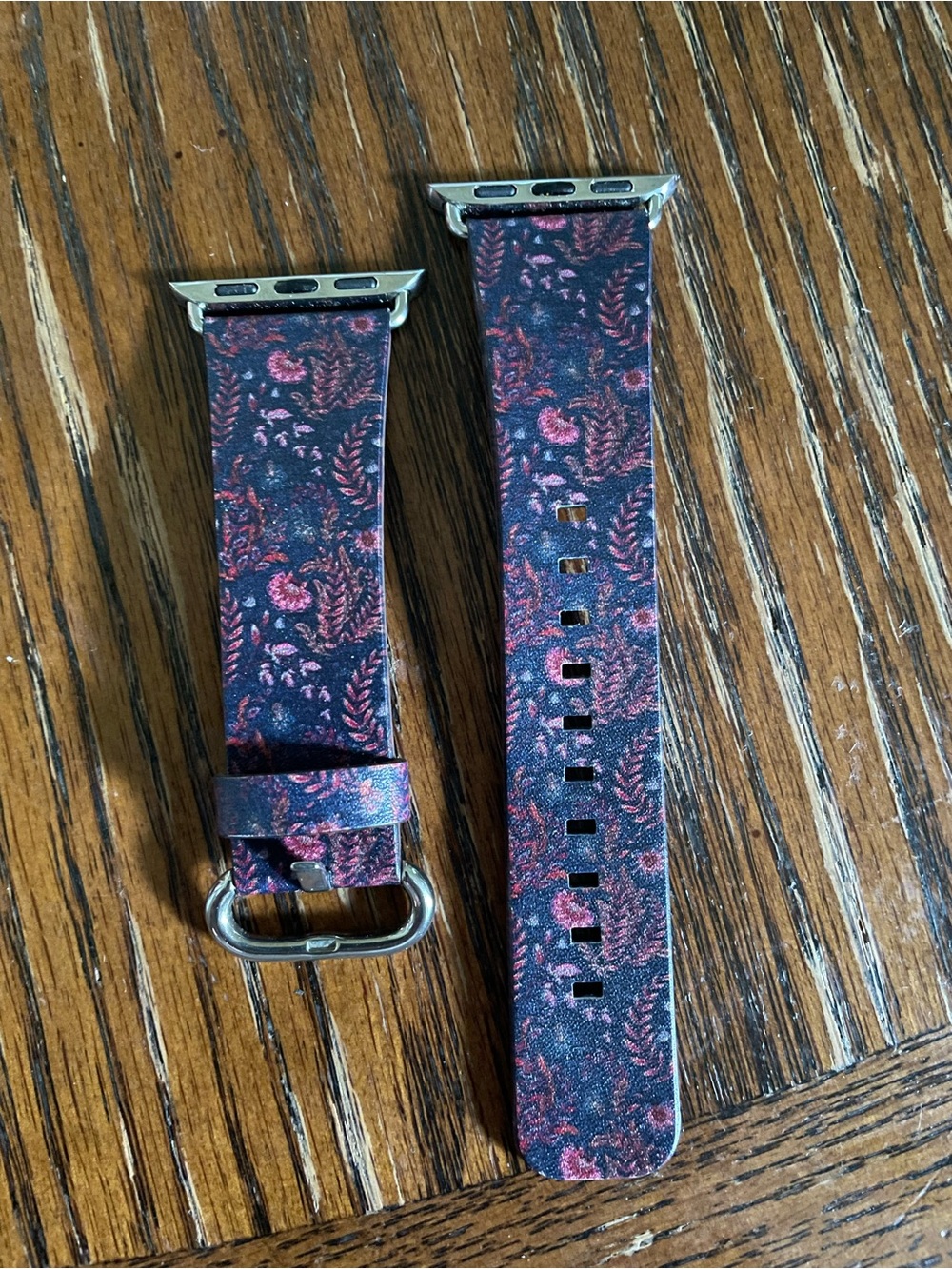 Blue Floral Leather Apple Compatible Watch Band